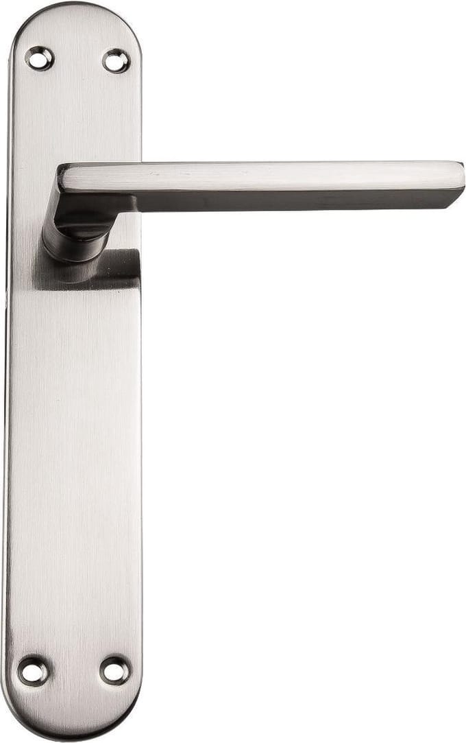 Chrome Deurkruk met lange schild - Complete set