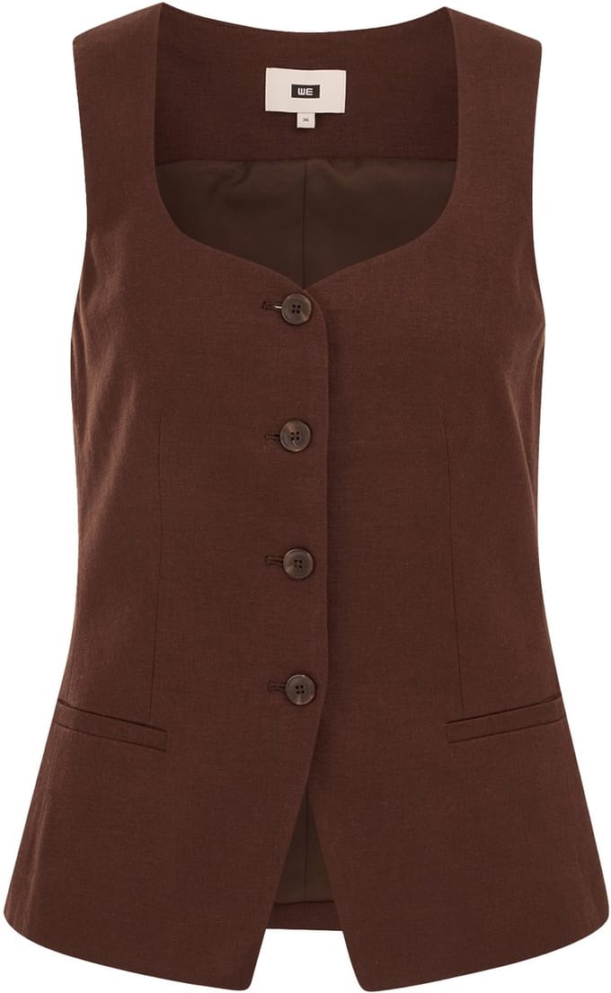 WE Fashion Dames regular fit gilet van linnenmix