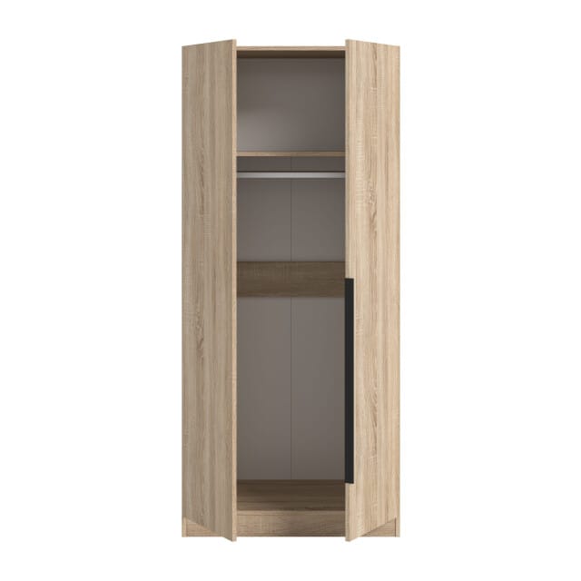 Tweedeurs kledingkast - Compacte opbergoplossing met spiegeldeur - Moderne inrichting - 80cm