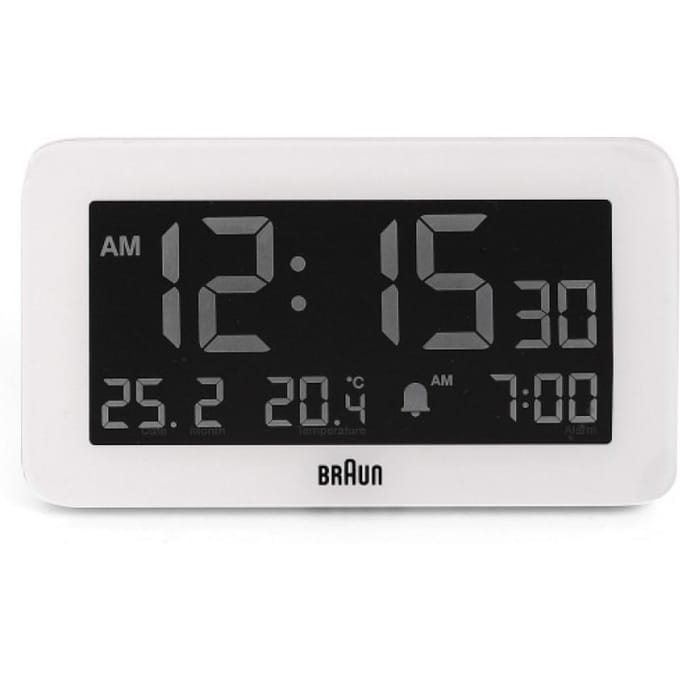 Braun BC10W - Wekker - Digitaal - Alarm - LCD - Backlight - Snooze - 12/24U - Datumaanduiding - Temperatuuraanduiding - Wit