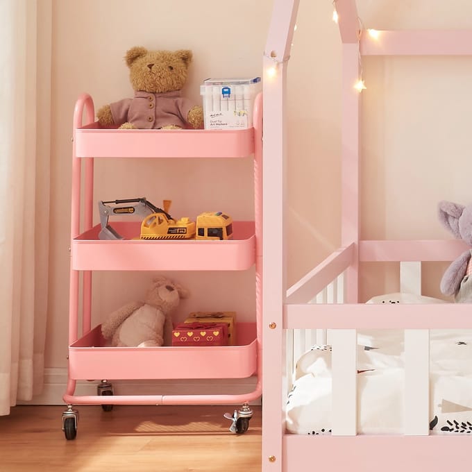 Keukentrolley Pyhäntä met 3 manden 78,5x46x35 cm roze [en.casa]