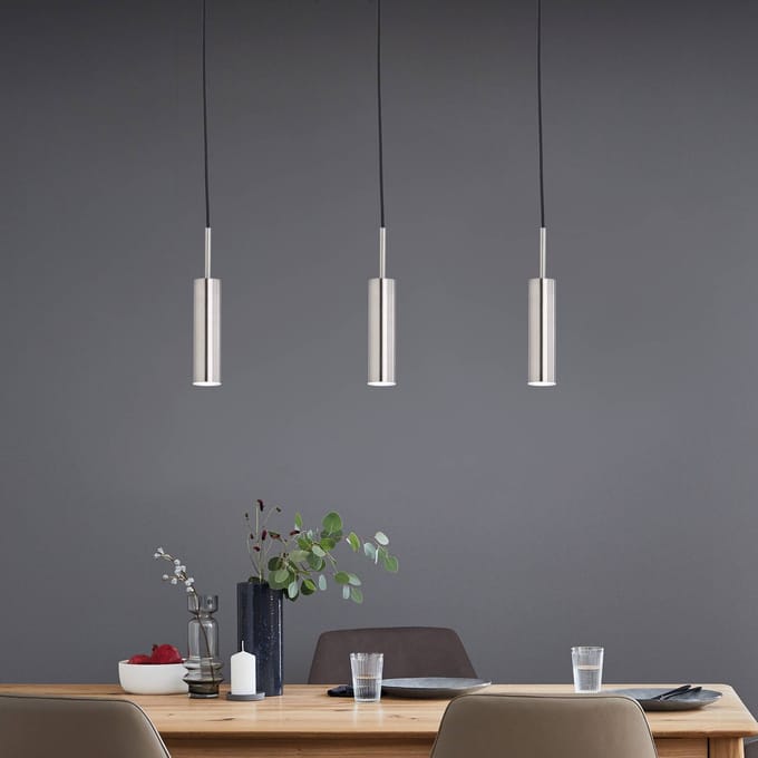 Schöner Wohnen Stina LED hanglamp 3-lamps nikkel