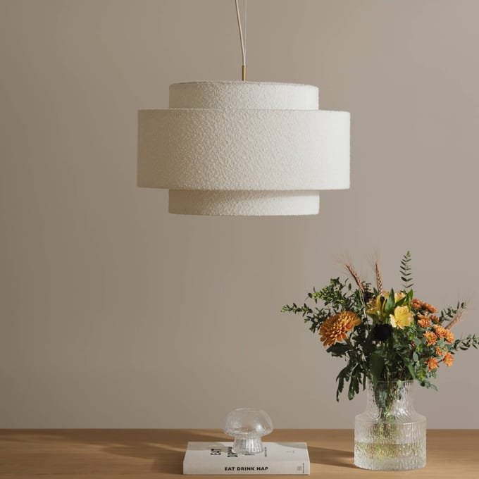 Globen Lighting hanglamp Noah Bouclé, Ø 50 cm, wit