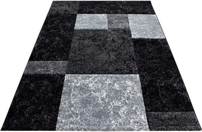 Modern laagpolig vloerkleed Hawaii - zwart - 80x300 cm