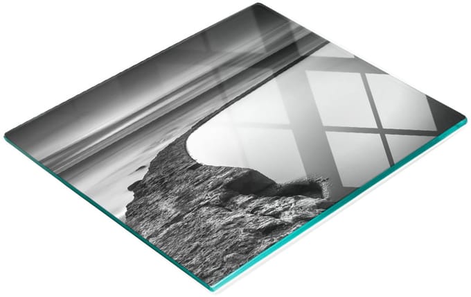 Decoratieve glazen snij- en serveerplank, Pebble Beach, 60x52 cm