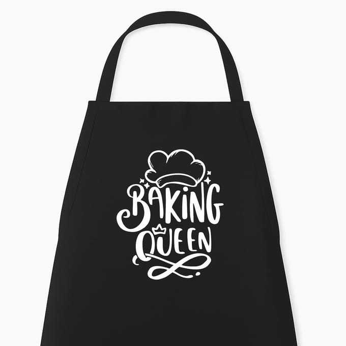 Go Mama - Keukenschort “Baking Queen” – Grappig kookschort – One Size – Verstelbaar – Zwart – Humor cadeau – Kerst- of sinterklaascadeau