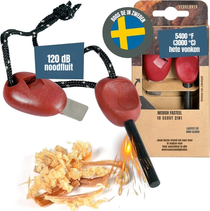 Core® Fire kit - Firesteel - Vuurmaker - Rood - 24cm x 9cm x 3cm