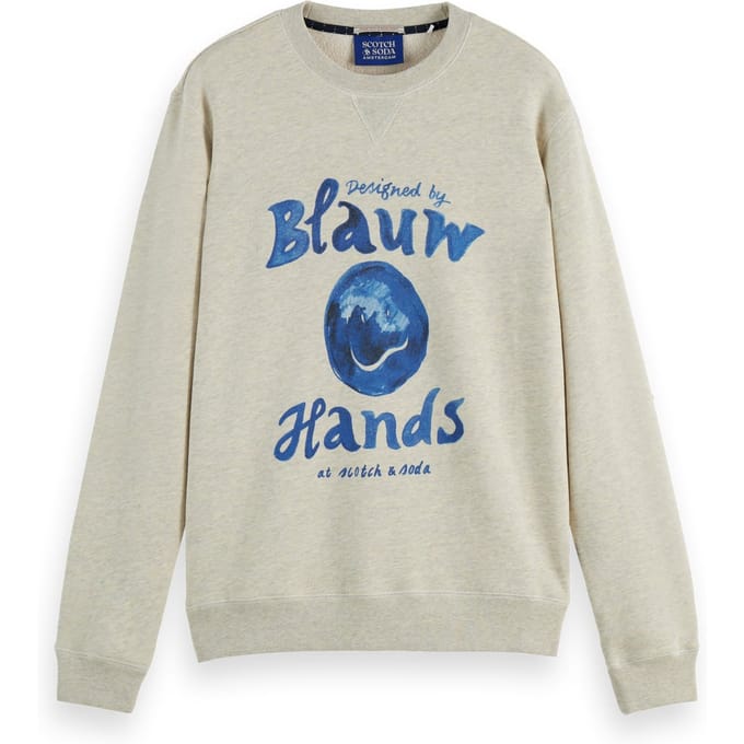 Scotch & Soda Denim Washed Artwork Sweatshirt Ecru Melange Taglia: S | Maglioni a maglia Outlet | Uomo | Marrone