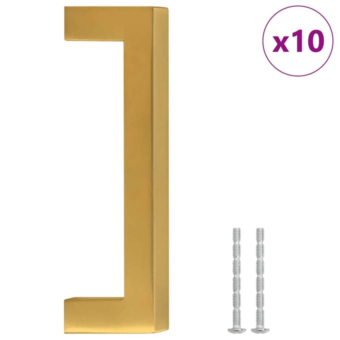 vidaXL - Handvatten - 10 - st - 96 - mm - roestvrij - staal - goudkleurig