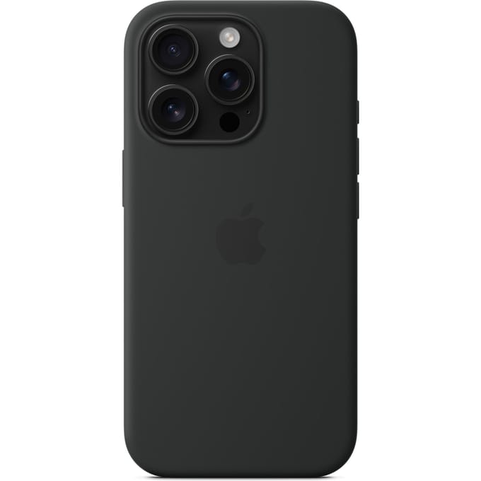 Silicone Case MagSafe Silicon Case Apple iPhone 16 Pro Zwart Stootbestendig, Inductieve lading