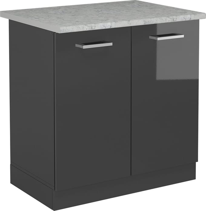 Vicco R-Line Wastafelkast – 80 cm WB Marmer Antraciet Hoogglans