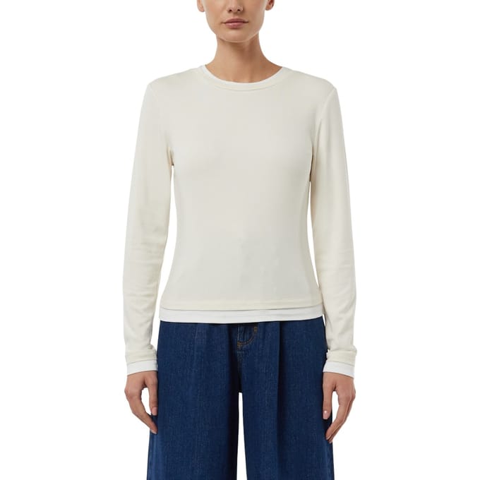 comma - female - Lange mouw van viscose met contrasterende dubbele manchetten