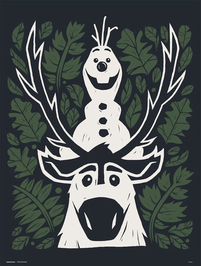Disney Frozen Olaf en Sven - Art Print 30x40 cm