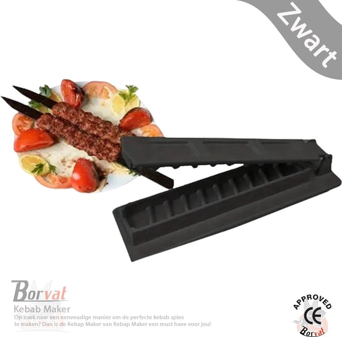 Borvat® - Kebab Maker - Spiesmaker - Sate Maker - Spies Maker - Maak Eenvoudig Kebab - Must Have - Zwart