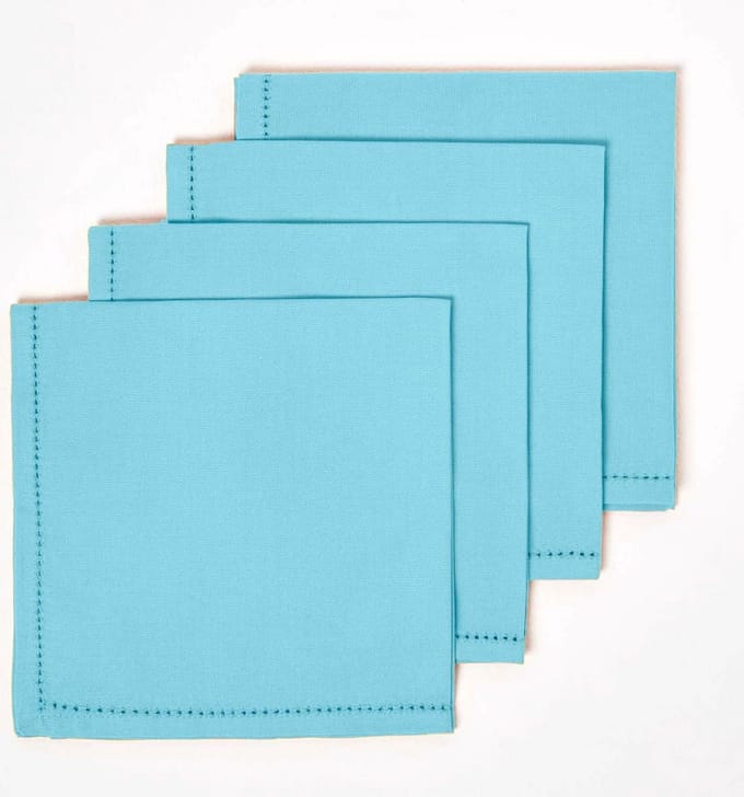 Homescapes katoenen servetten, set van 4, blauw