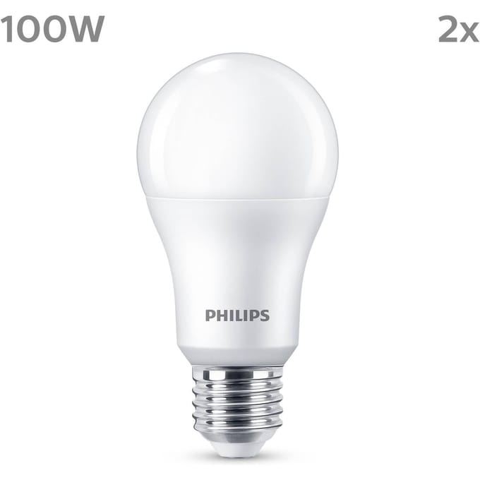 Philips LED spot Standard 13W/827 (100W) Frosted 2-pack E27