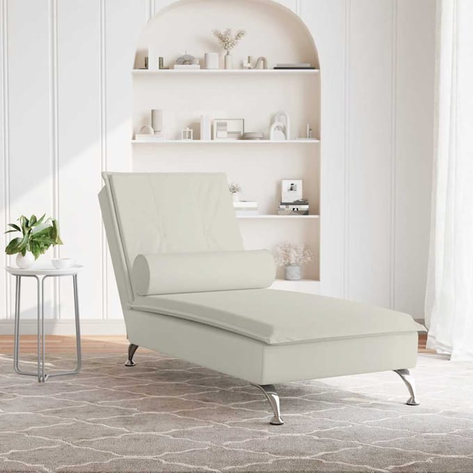vidaXL - Massage - chaise - longue - met - bolster - fluweel - roze