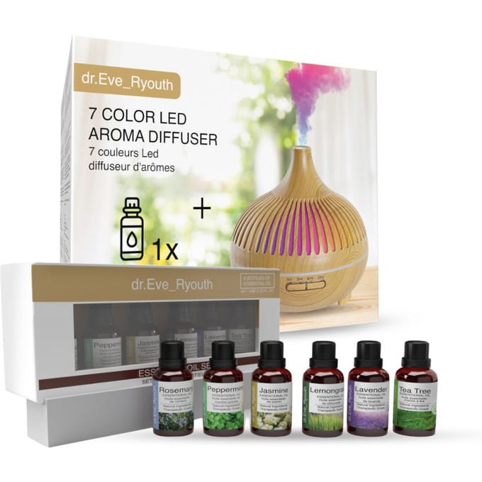 7 Kleuren Geleide Aromaverstuiver + Essentiële olieset