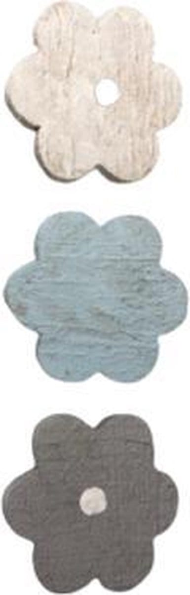 bloem - decoratie - hout - 3 delig - 10 x10cm