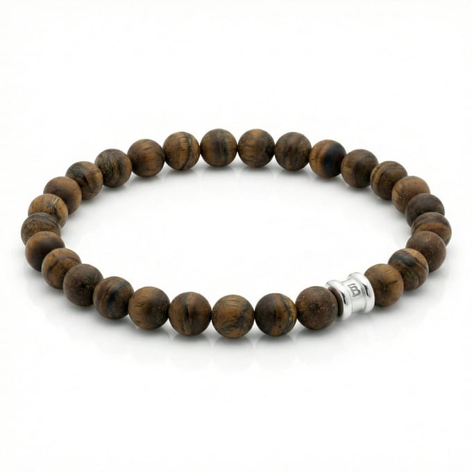 STEEL & BARNETT - Kralenarmband Heren - Essential - Tijgeroog - Maat S