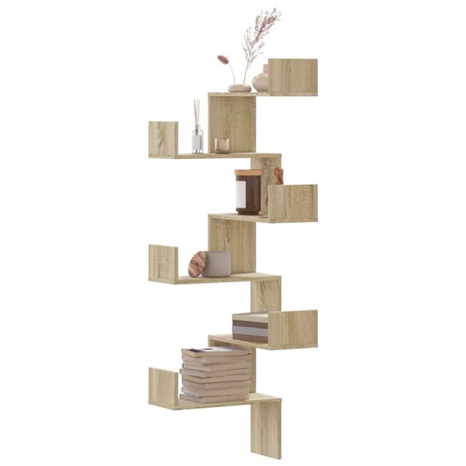 vidaXL - Hoekwandschap - 45x45x147 - cm - bewerkt - hout - sonoma - eikenkleurig