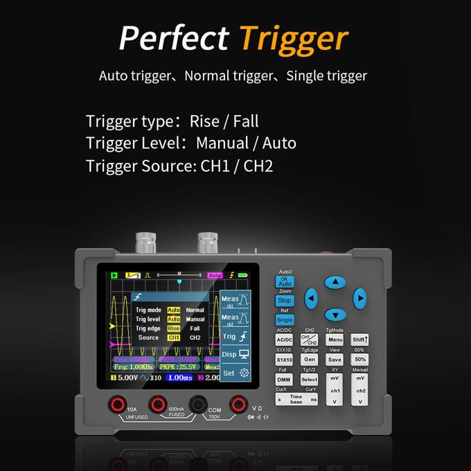 3in1 Oscilloscoop Multimeter Signaalgenerator Machine 3,2 inch IPS Display Oscoop Meter Handheld veelkleurig