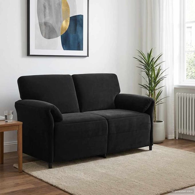 vidaXL - 2-Zits - Sofa - Zwart - 158 - x - 83 - x - 95 - cm - Fluweel