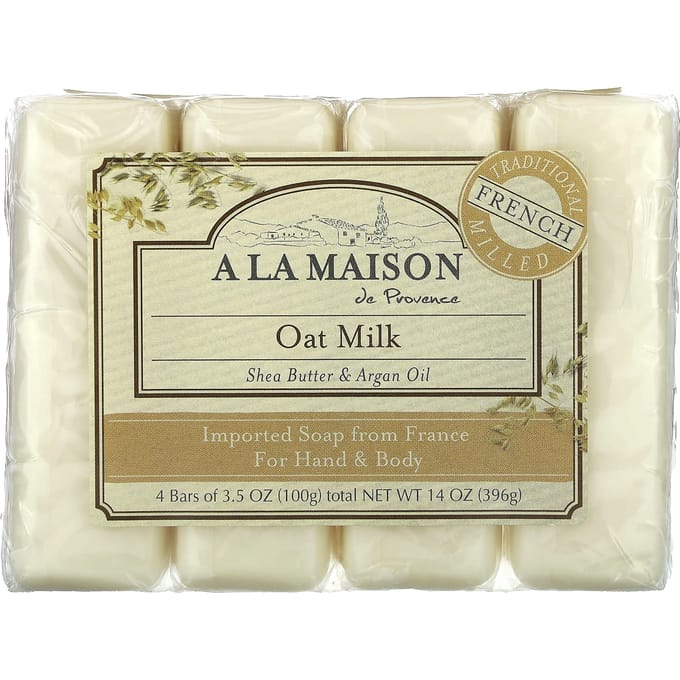 Hand- & Lichaamszeep, Havermelk, 4 Stuks, 100G (3,5 oz) Elk beige