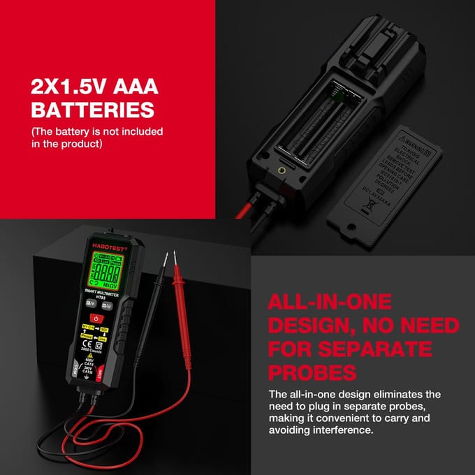 HABOTEST HT93 Digitale multimeter spanningstester 2000 tellingen voltmeter ohmmeter automatisch bereik zwart