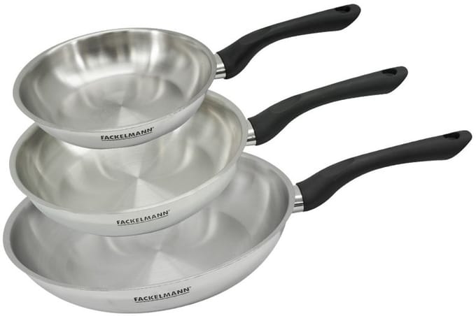 Set 3 pannen 20 24 en 28 cm roestvrij staal Fackelmann Geneva