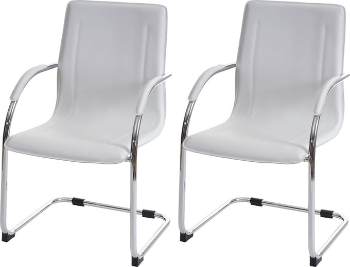 Set van 2 vergaderstoelen Samara, bezoekersstoel sledemodel ~ wit