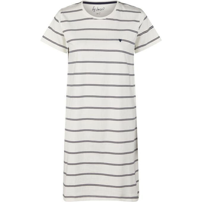 By Louise Dames Nachthemd Korte Mouw Off-White Gestreept - Maat M