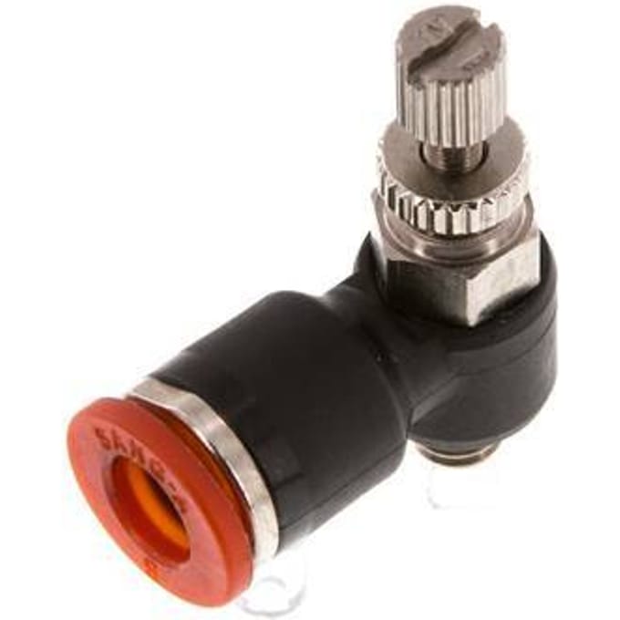 L-stuk Regelventiel 6 mm - M5 Regeling-in Messing/Nylon