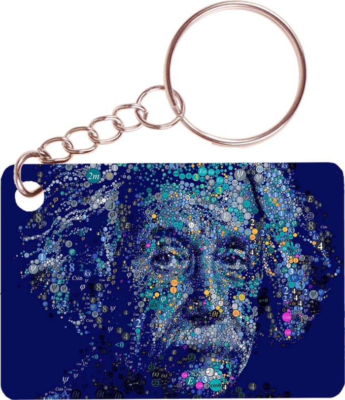 Sleutelhanger 6x4cm - Einstein - Symbolen Natuurkunde