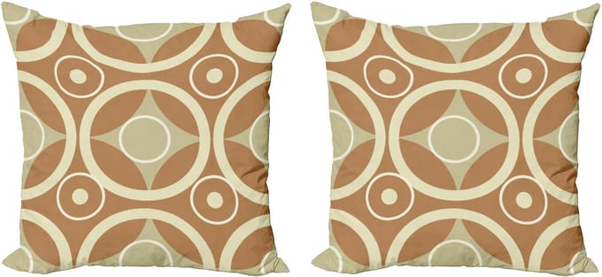 ABAKUHAUS Kreise Sierkussenhoes Set van 2, Kontrast Kreis Harmony, Modern Accent Dubbelzijdige Digitale Print, 50x50, Meerkleurig