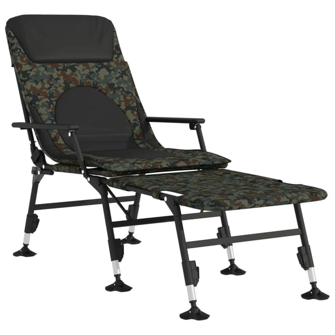 vidaXL - Visbed - met - verstelbare - modderpoten - inklapbaar - camouflage