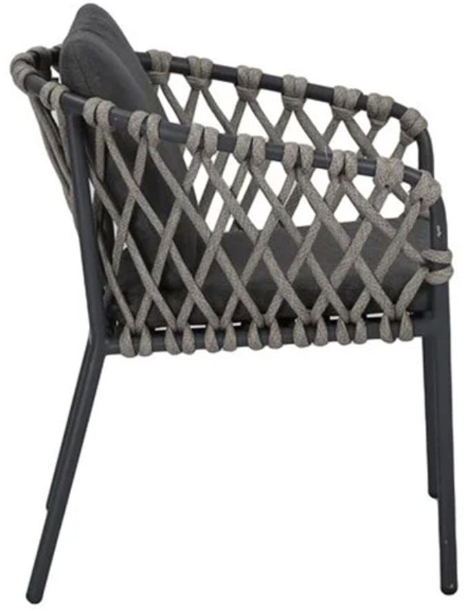Amalfi dining tuinstoel antraciet aluminium rope