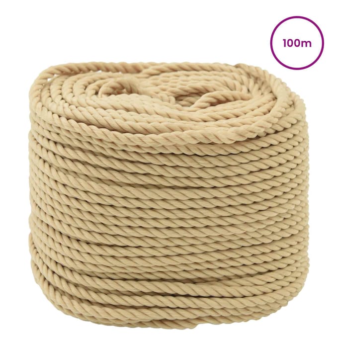 vidaXL - Boottouw - 4 - mm - 100 - m - Naturel - polypropylène