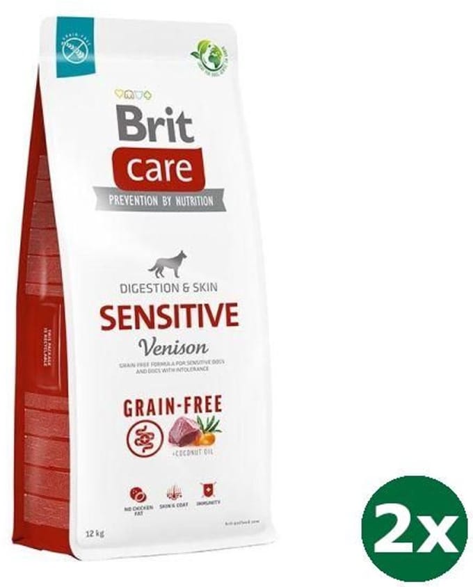 2x12 kg Brit care sensitive grainfree hondenvoer