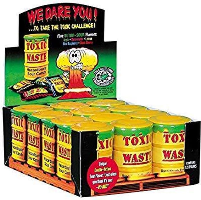 Toxic Waste Yellow Sour Candy Drum (12-Pack)