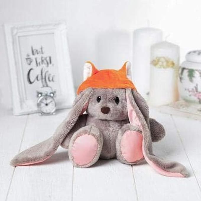 Pluche Haas Knuffeldier Roze 25 cm Zacht Speelgoed met Muts