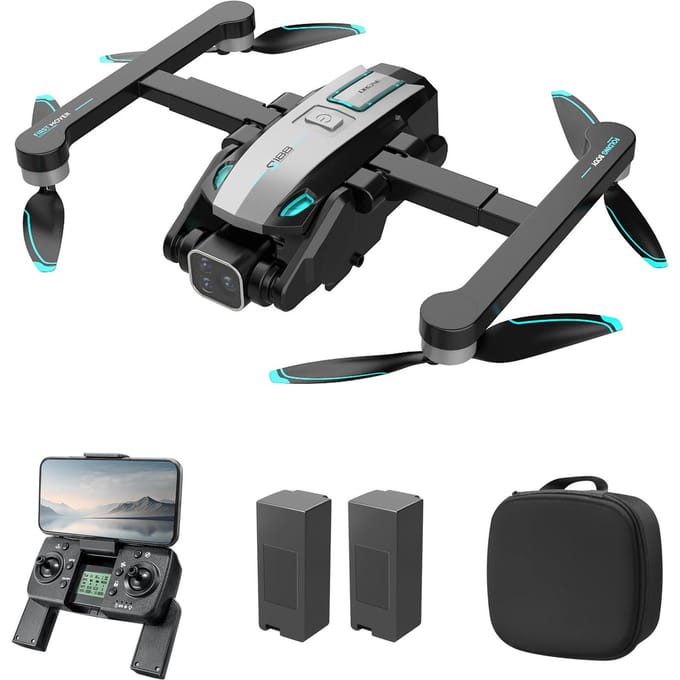 Quadricoptère télécommandé GPS avec double caméra 8K 180 degrés ESC haut/bas/plat caméra télécommande 2 argenté