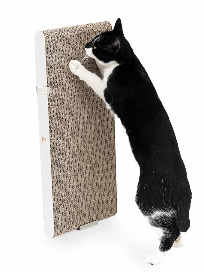 Petrebels Krabkarton voor Katten - Milo 63 - Wit - Stevig Karton - Design Krabplank Verticaal - 62,5 x 4,7 x 27,7 cm