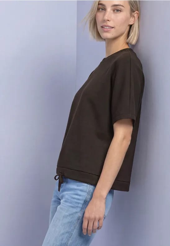 Shirt met ronde hals in Silk-Look