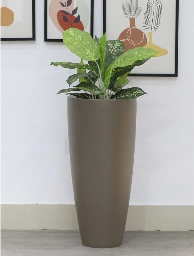 Bloempot Kentucky S taupe Ø37 x H80 cm