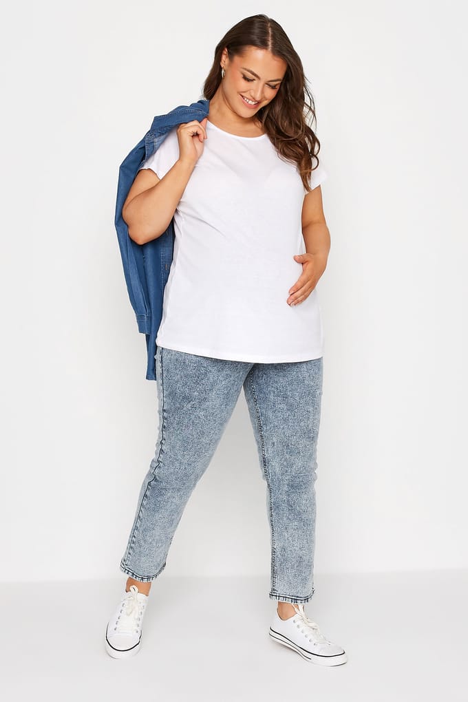 Bump It Up Maternity Mom Jeans Met Gebleekte Wassing In Blauw Size Short > 52