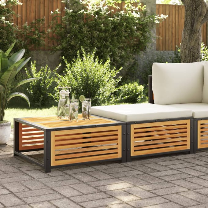 vidaXL - Tuintafel - met - kruk - massief - acaciahout