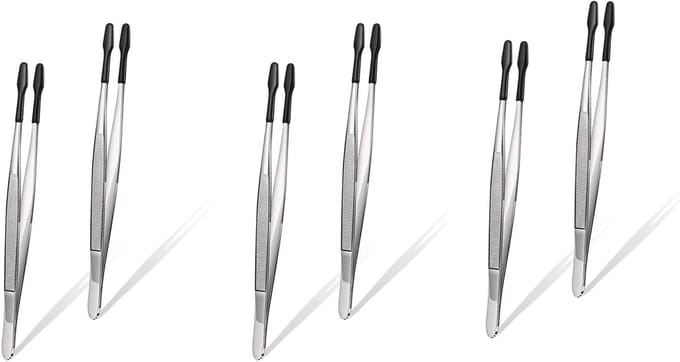 Rubberen Pincetten - Precisie Tool Set - Laboratorium Hobby - Niet-Markering Grip - 6 Stuks - Zwart