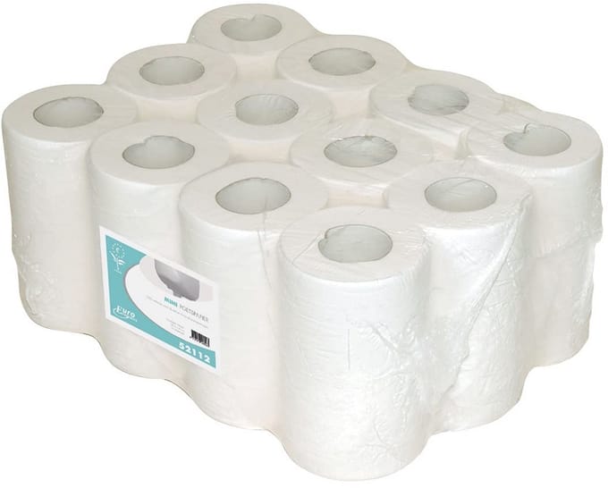 Mini Papierrol 1-laags Cellulose Wit voor Poetsdoeken en Reiniging