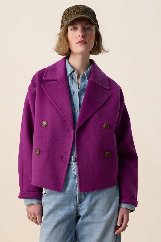 Sissy-Boy - Paarse wollen peacoat jas